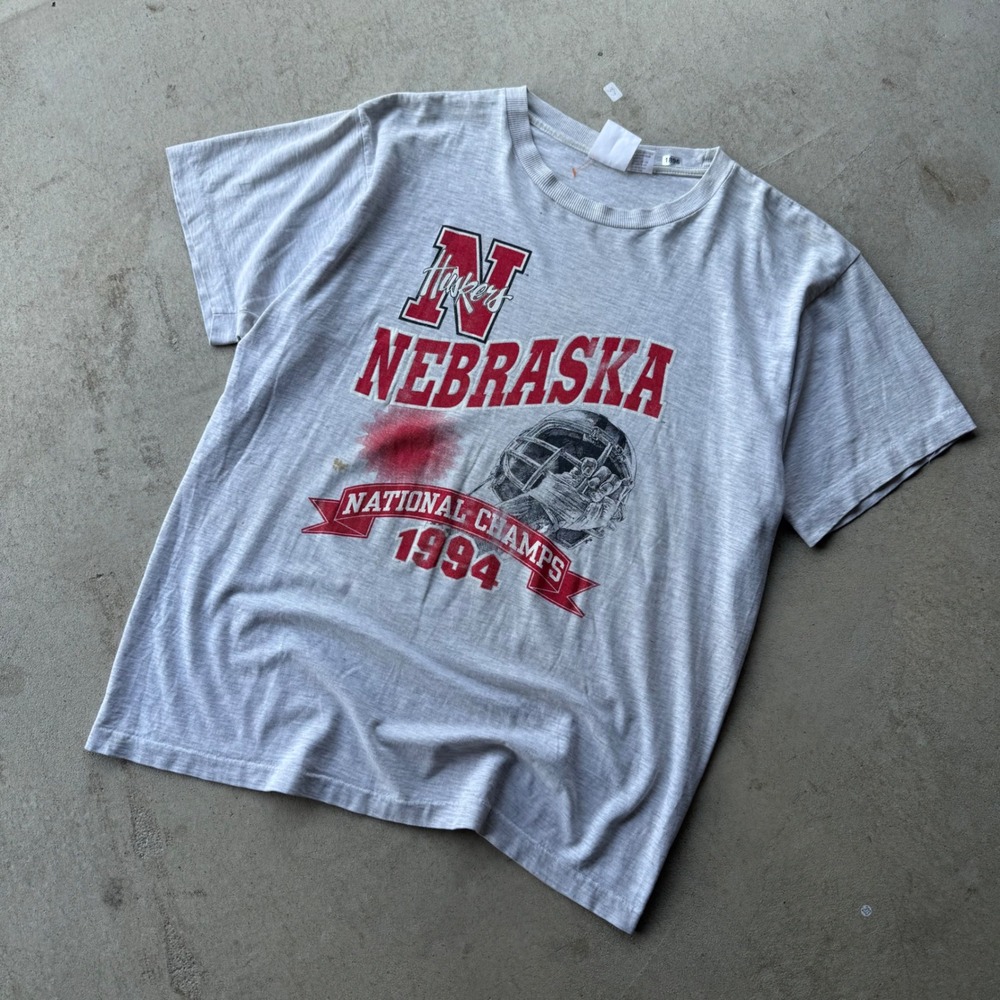 90s Mens Nebraska Huskers 1994 National Champs Vintage Graphic T-Shirt Large